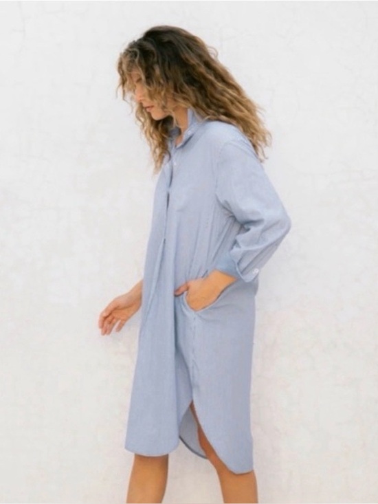 Mersea Dresses & Skirts - Mersea blue striped shirt dress L/XL